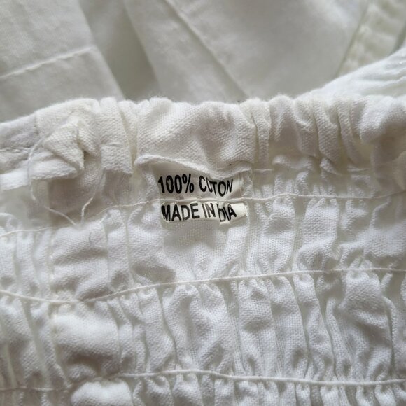 Harem Pants Women's Thai Smocked Waist Cotton Pants in White S - Picture 8 of 11